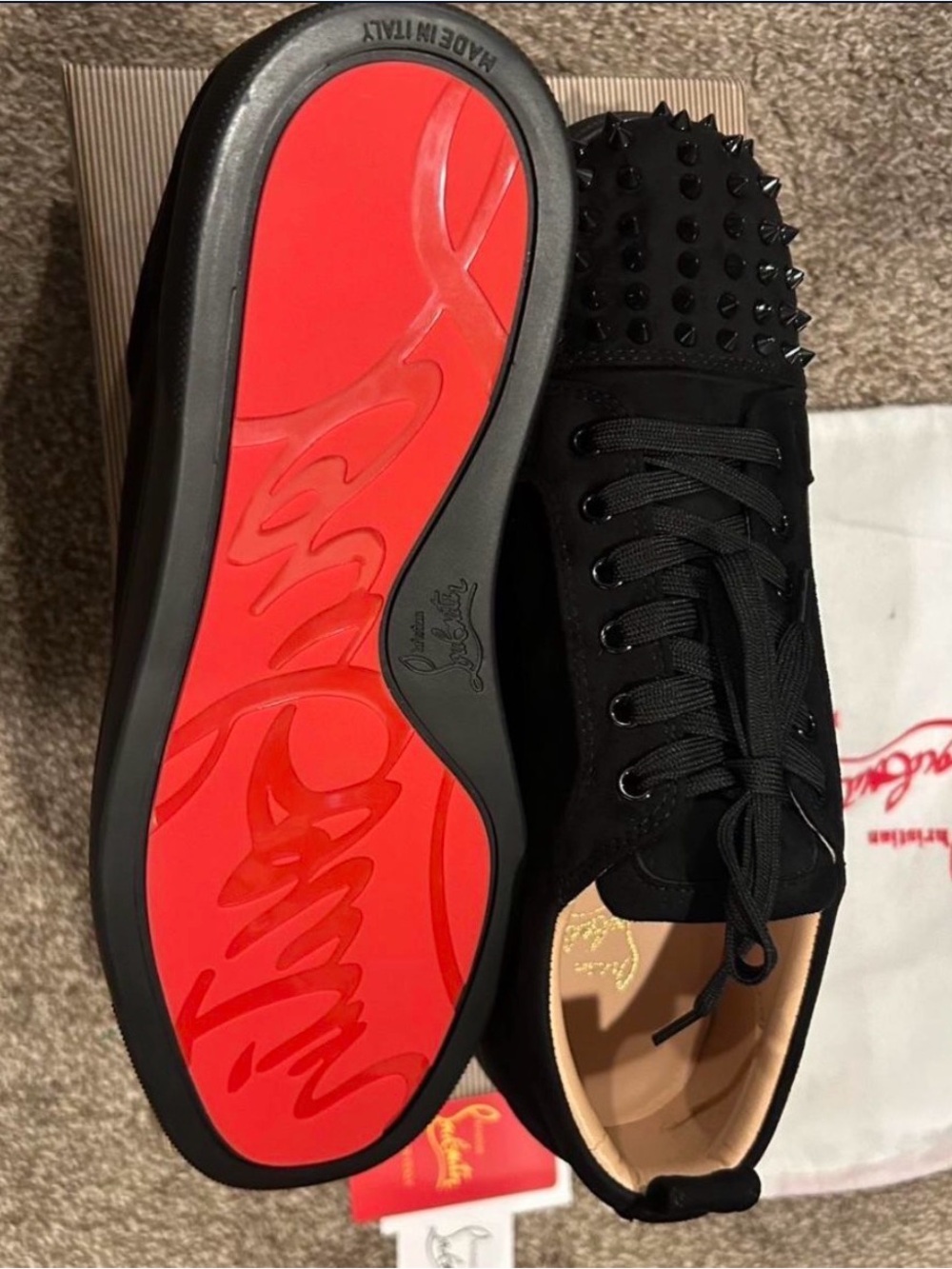 Christian Louboutin Black Low Spike Sneakers